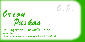 orion puskas business card